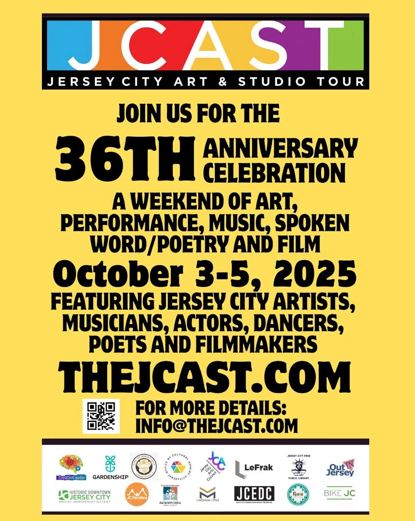 ✨ The 36th Annual Jersey City Art & Studio Tour (JCAST) ✨
📅 October 3 – 5, 2025
This year, The Creative Side presents Convergence: Pivoting a Renaissance — exploring the intersections of art, technology, business, and wellness.
🎨