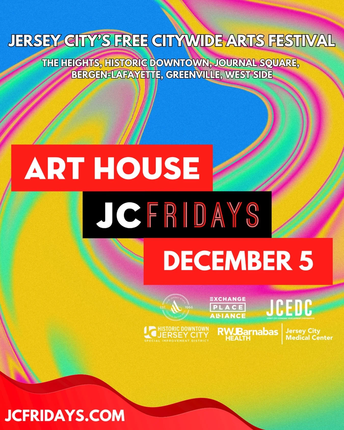🎨 JC Fridays returns for the final festival of 2025!
This Friday, Dec 5, explore 45+ free arts events across Jersey City&mdash;from gallery openings and studio tours to performances and community pop-ups. Discover new artists, visit multiple venues,