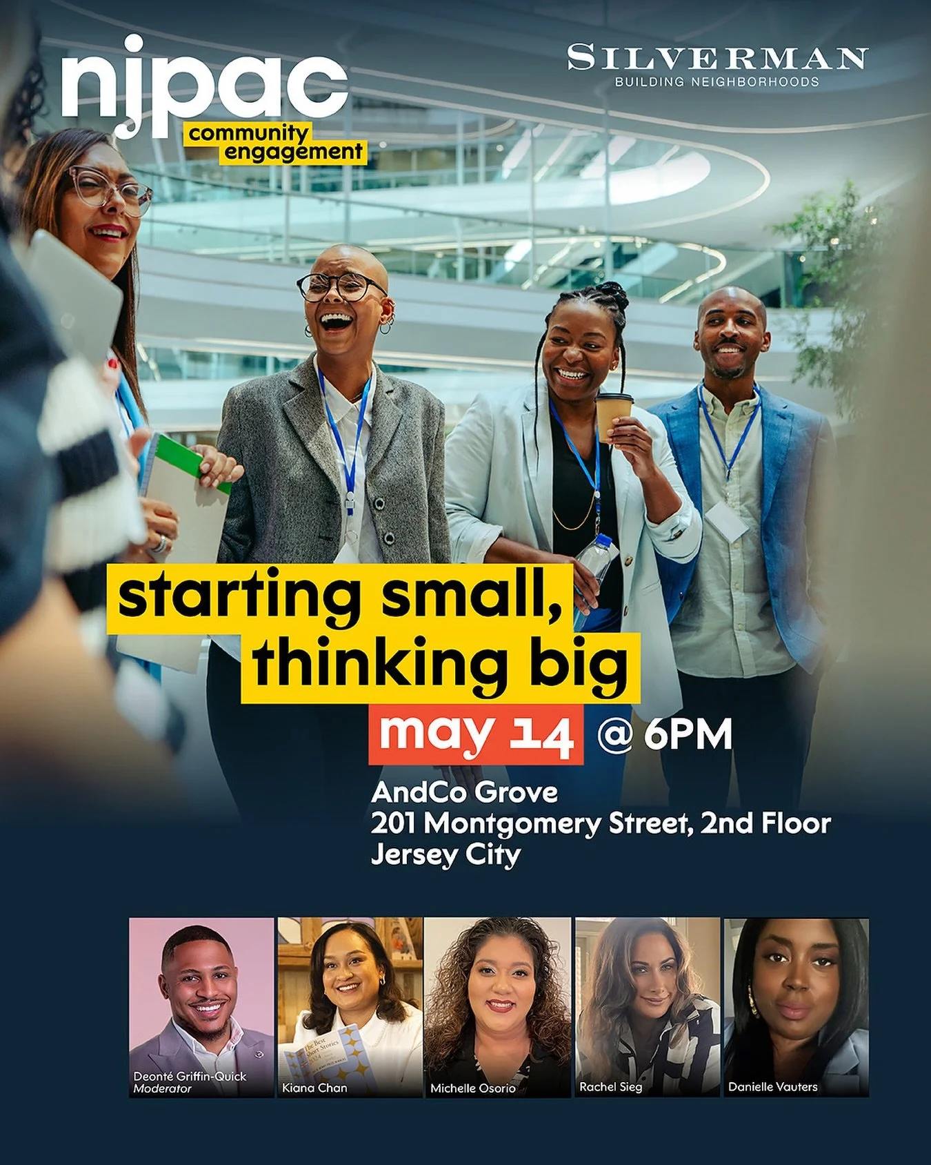 Celebrate Small Business Week! Network with local entrepreneurs, business owners and artists, and discover how activating arts and culture can elevate your company and deliver a competitive edge. This panel sponsored by @njpac  and @silvermanbuilding
