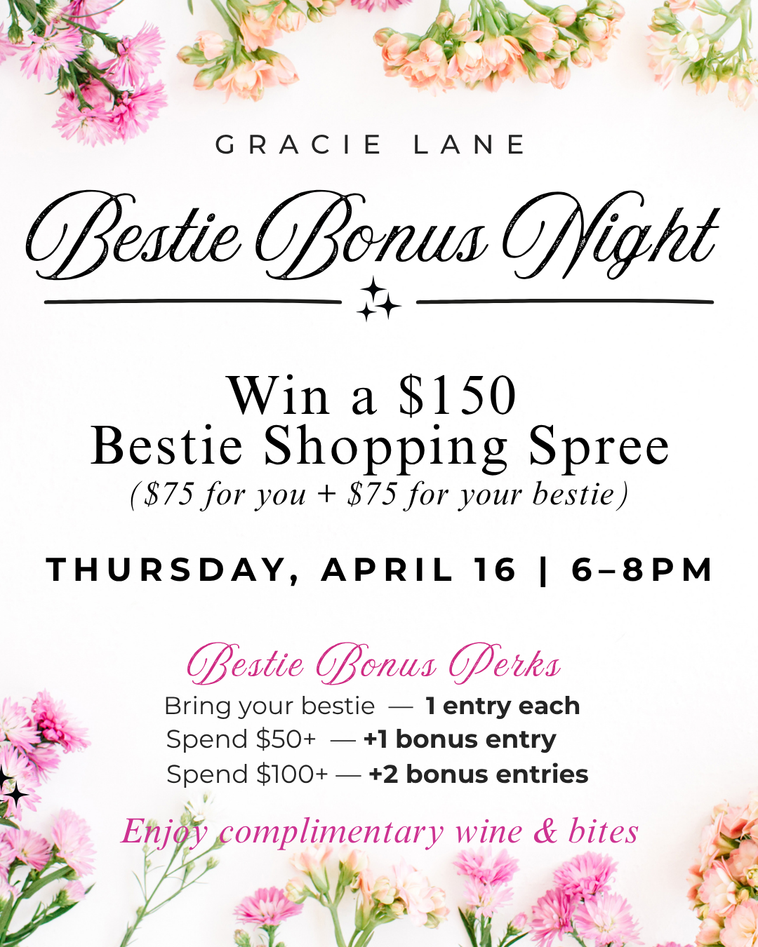 April Sip & Shop: Bestie Bonus Night