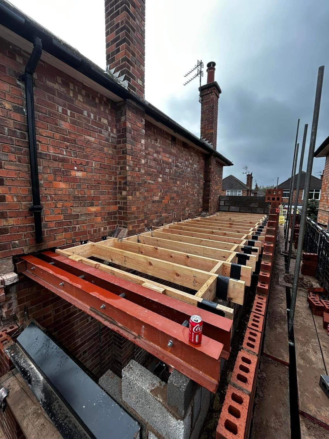 Proposed Steels being Erected on Site to Support the 300mm Set Back to Retain the Original Dwelling House to comply with Planning Permission.