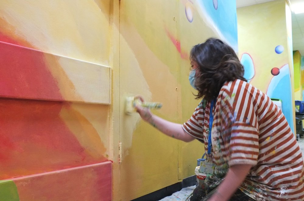 Imelda Cox helped us paint 