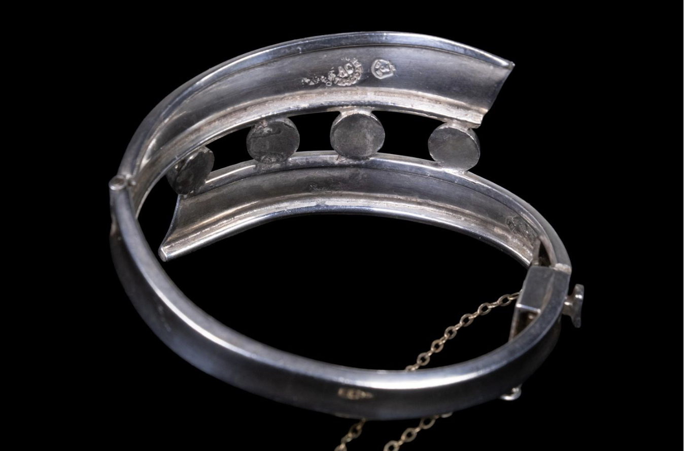 Sterling Modernist Hinged Bracelet