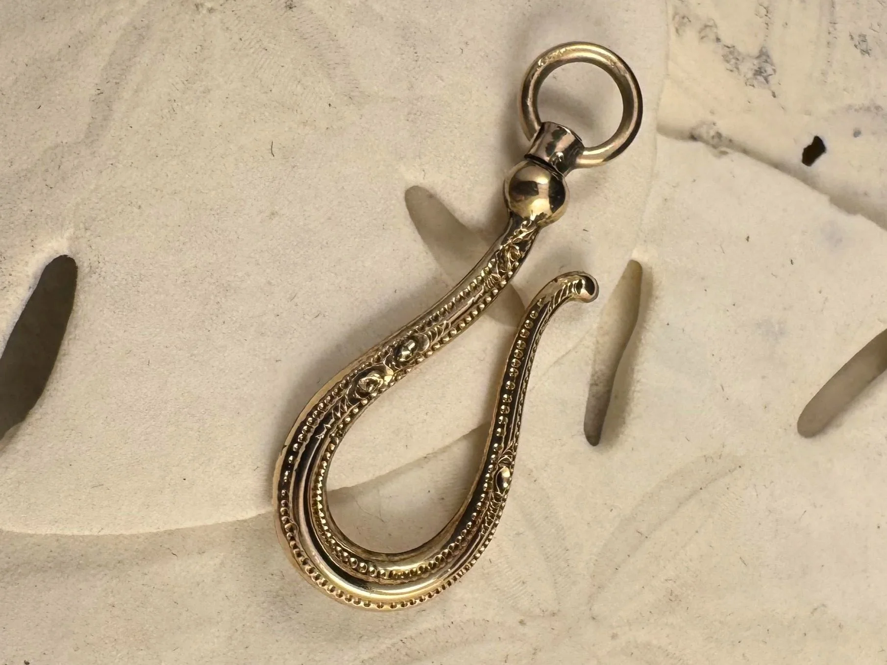 Spectacularly Decorated 10K Gold Shepherd's Hook