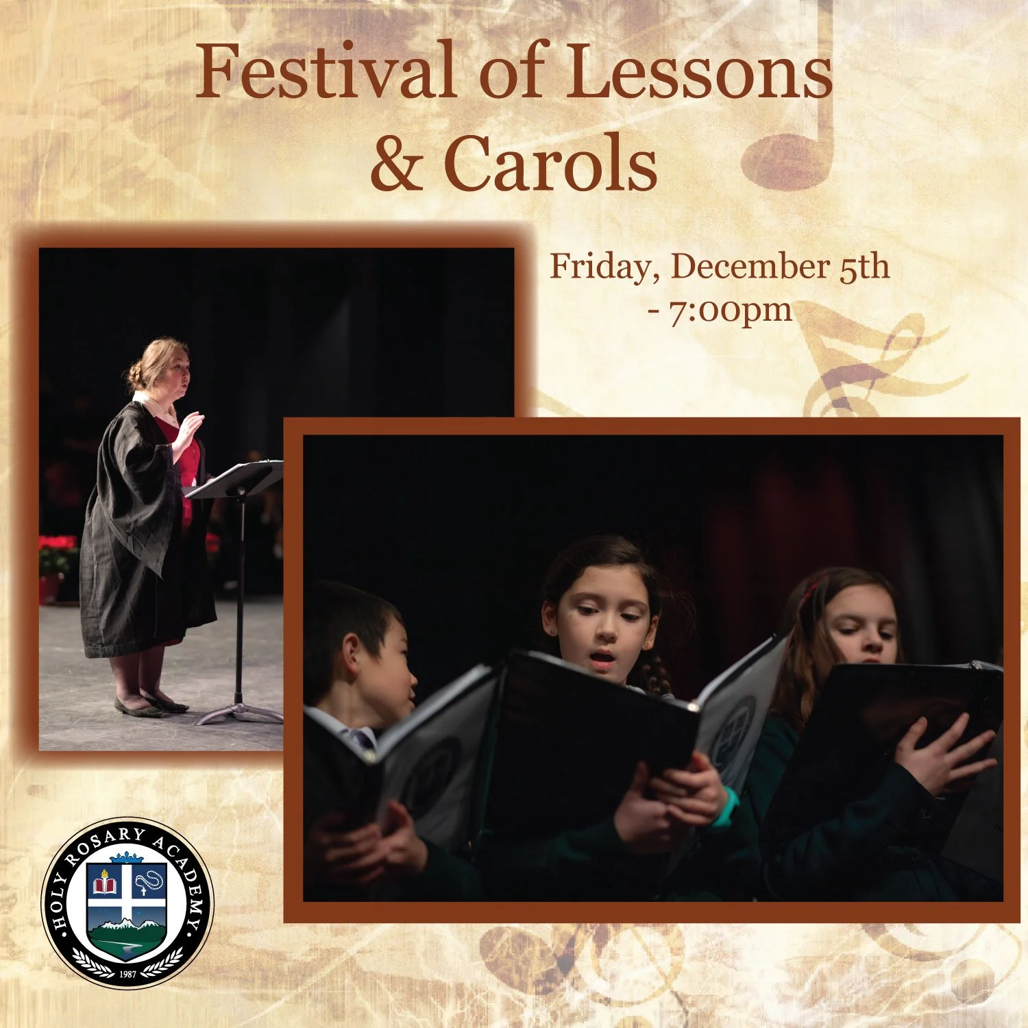Join us tomorrow evening from 7-8 p.m. for our annual evening of Lessons and Carols at the Wendy Williamson Auditorium. Grades K-12 will be singing Advent choral pieces.
#LessonsAndCarols #Advent #HRACommunity #StudentVoices #WendyWilliamsonAuditoriu