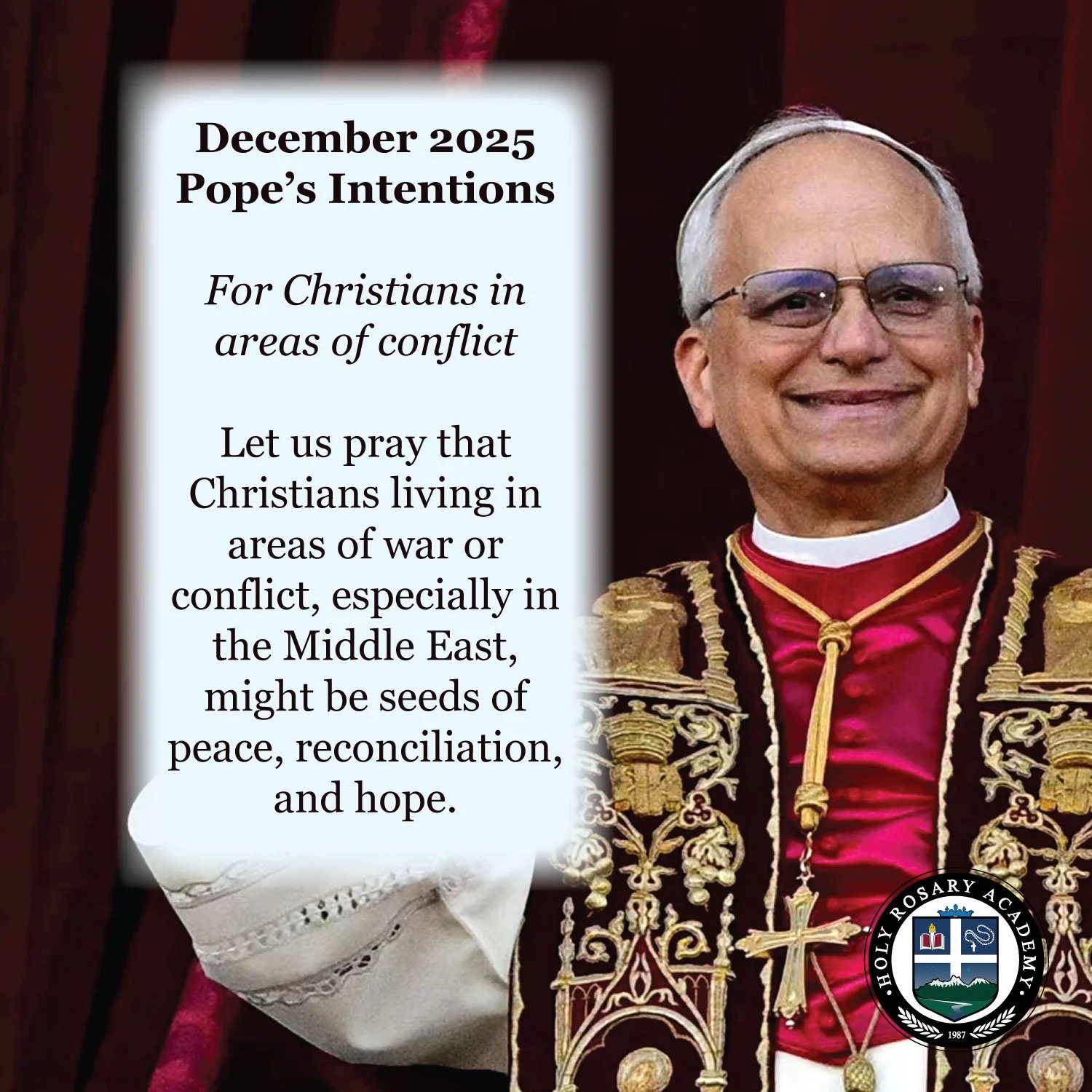 Let us join together this month with Pope Leo XIV to pray for Christians in areas of conflict
Let us pray that Christians living in areas of war or conflict, especially in the Middle East, might be seeds of peace, reconciliation, and hope.
#PrayForPe
