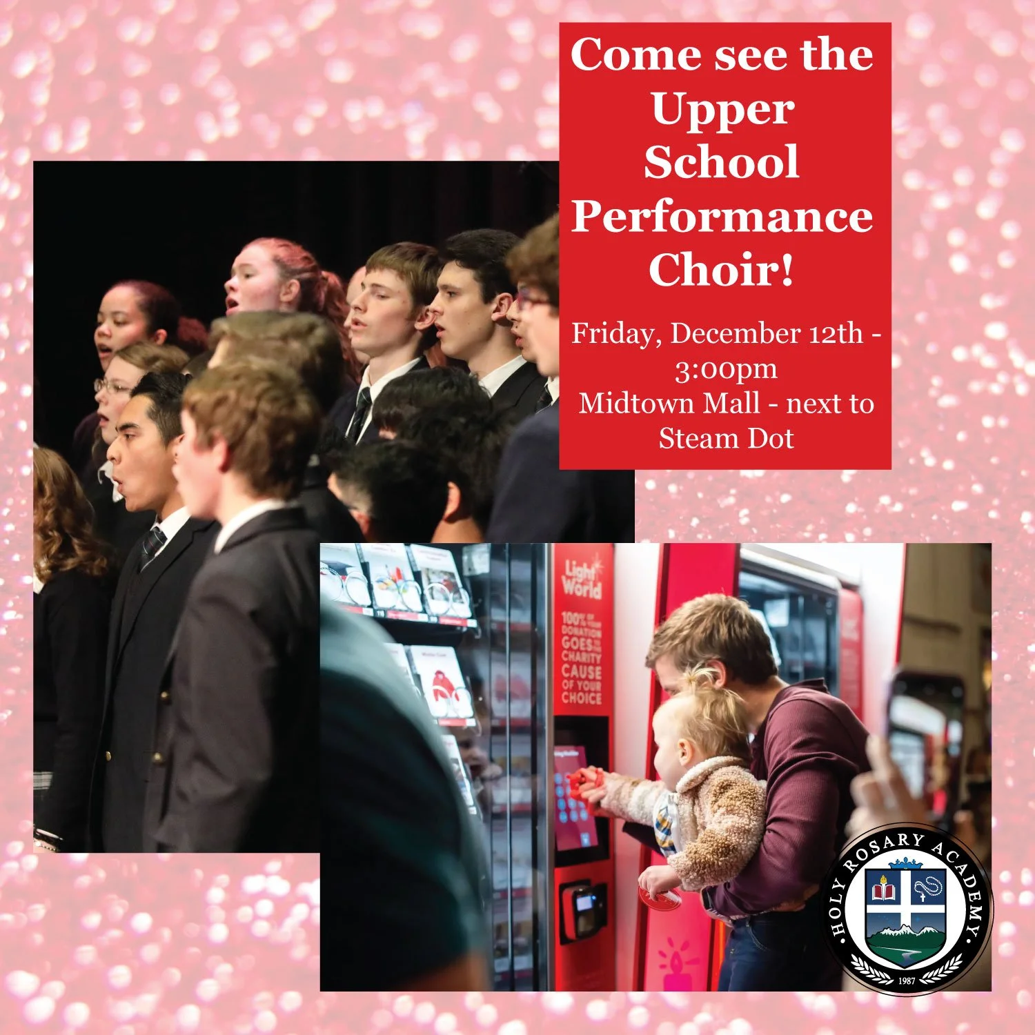 Upper School Performance Choir will be singing on December 12 at 3:00-3:45 p.m. next to Steam Dot in the Midtown Mall for Light the World&rsquo;s Giving Machine&rsquo;s debut in Anchorage. Come support a cause close to your heart this season. https:/