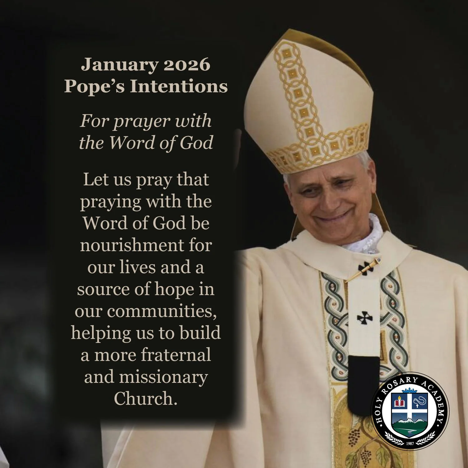 Let us join together this month with Pope Leo XIV to pray for prayer with the Word of God.
Let us pray that praying with the Word of God be nourishment for our lives and a source of hope in our communities, helping us to build a more fraternal and mi