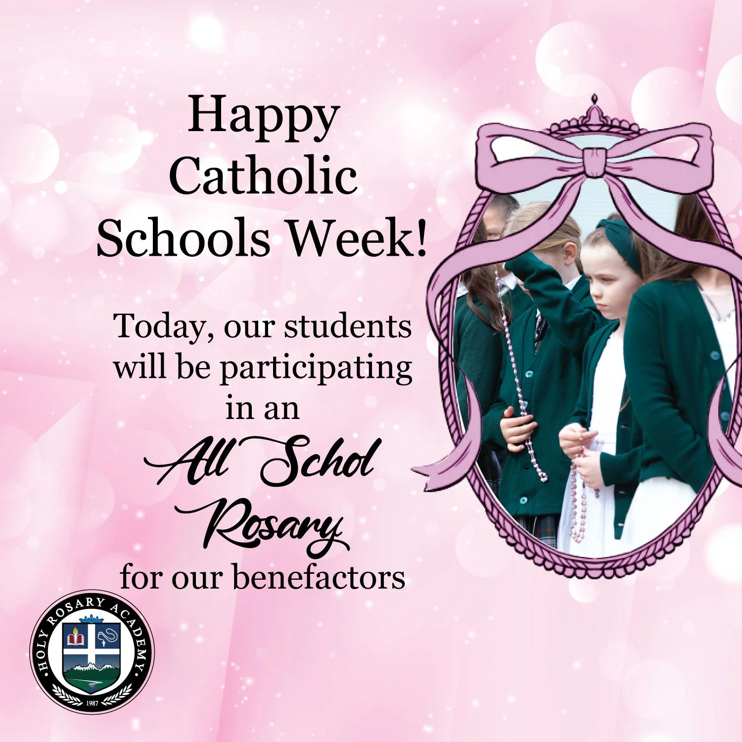 Today for Catholic Schools Week, our students will be praying an All School Rosary for our benefactors: Deo Gratias for your support!
#CatholicSchoolsWeek #AllSchoolRosary #PrayingTogether #DeoGratias #GratefulHearts