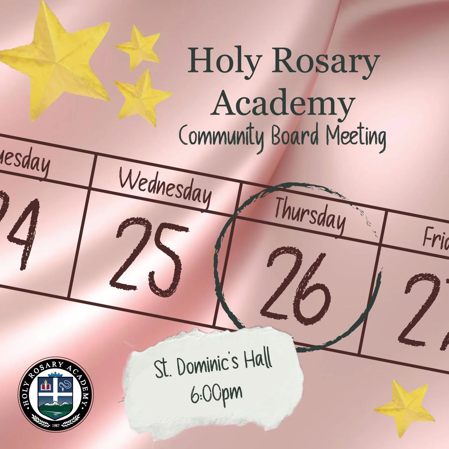 We will be having a special community meeting from the HRA Board tomorrow at 6 pm to share some new and exciting news about our school!
#HRABoard #HRACommunity #BigAnnouncement #CommunityMeeting #HRAUpdates