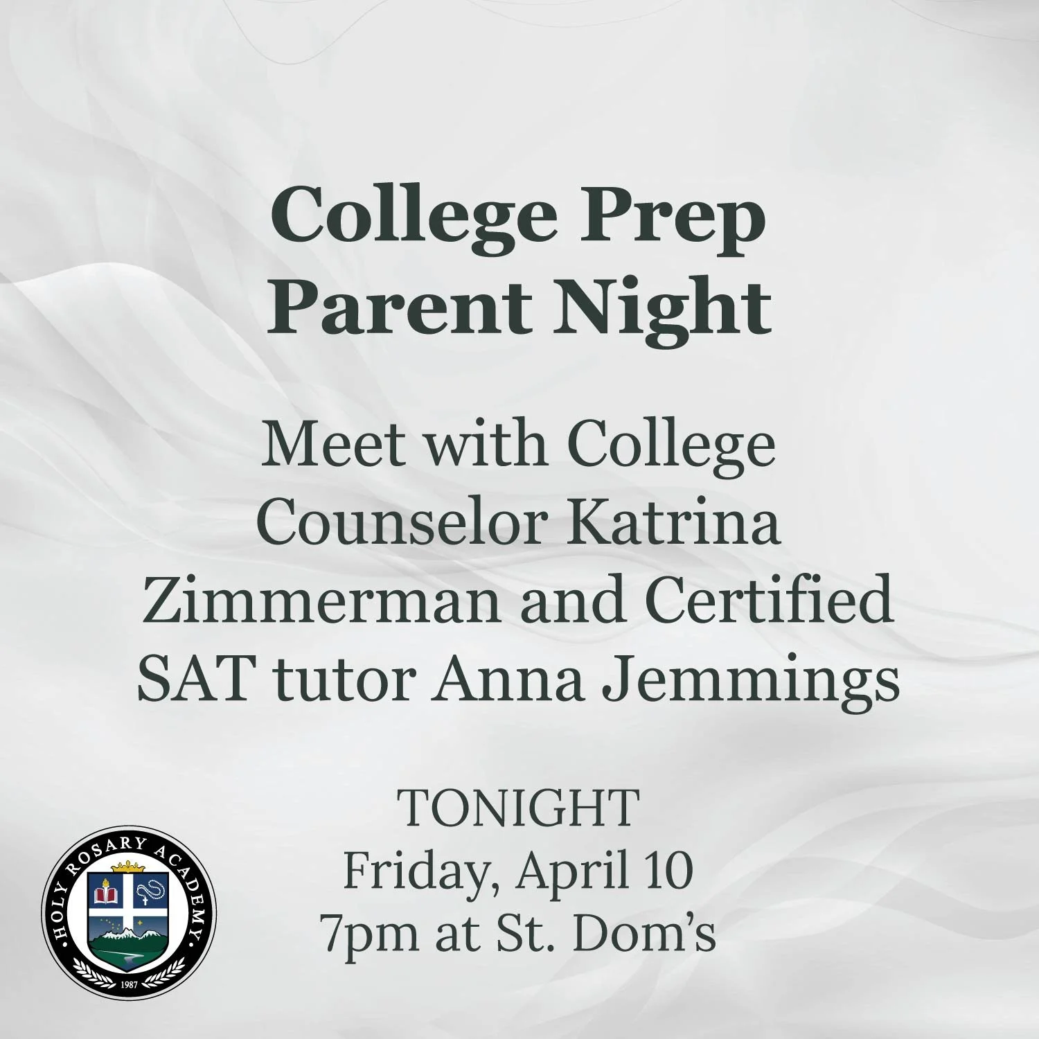 Join us for a College Prep Parent Night tonight at 7pm!
#College #CollegePrep #ParentNight