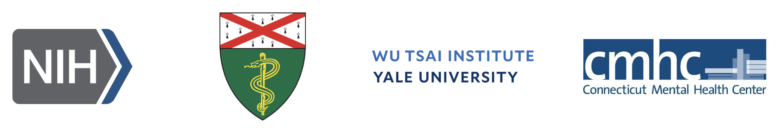 Logos of the National Institutes of Health, Yale School of Medicine, Wu Tsai Institute at Yale University, and Connecticut Mental Health Center