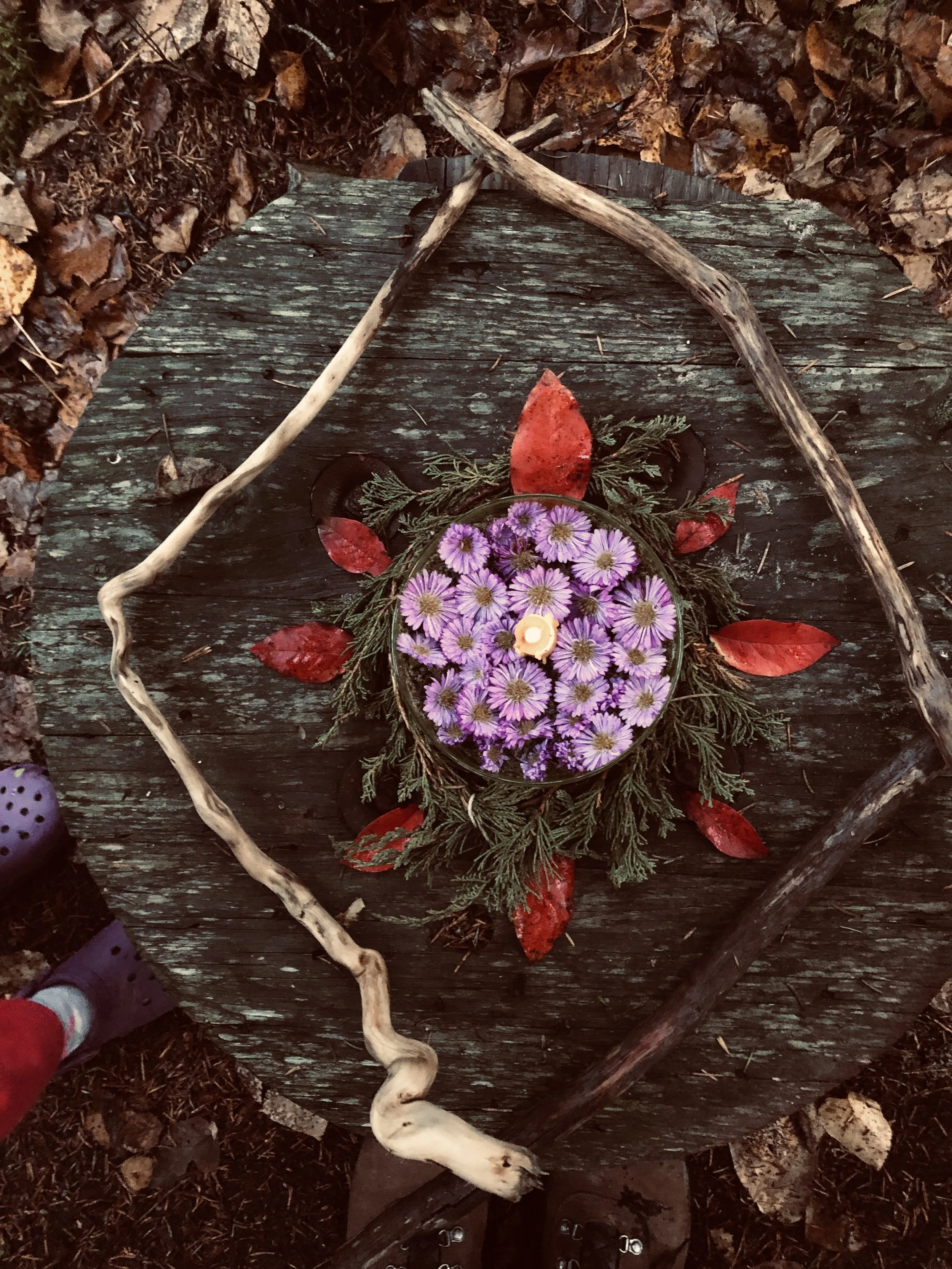 Creating a faery house, seasonal altar or nature offering...