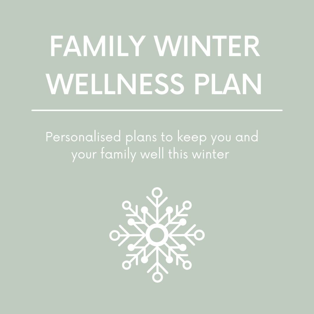 BUILDING A STRONG IMMUNE SYSTEM STARTS NOW

Family Winter Wellness Plans are here ☃️⁠
⁠
Start building your family's immune system now in time for the cold and flu season. ⁠
⁠
Your Winter Wellness Plan includes;⁠
❄️A one-hour consultation to understa