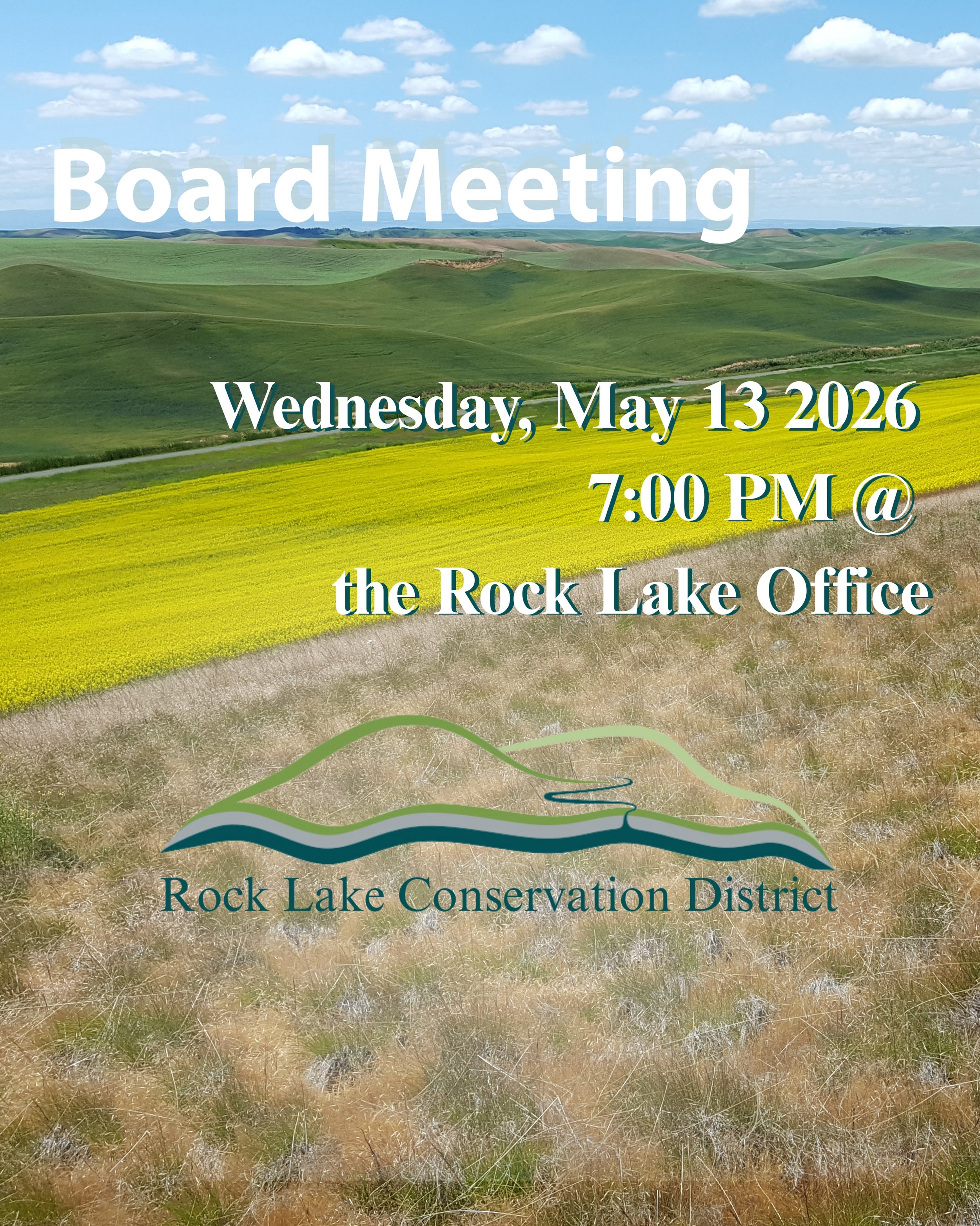 BOARD MEETING - Wednesday, May 13, 2026

7:00 PM tonight!

All meetings are open to the public - our doors are open to community engagement and feedback!

📞509.648.3680
📍3 N Park Street St. John, WA 99171
💻rocklakecd.org

#soilconservation #ripari