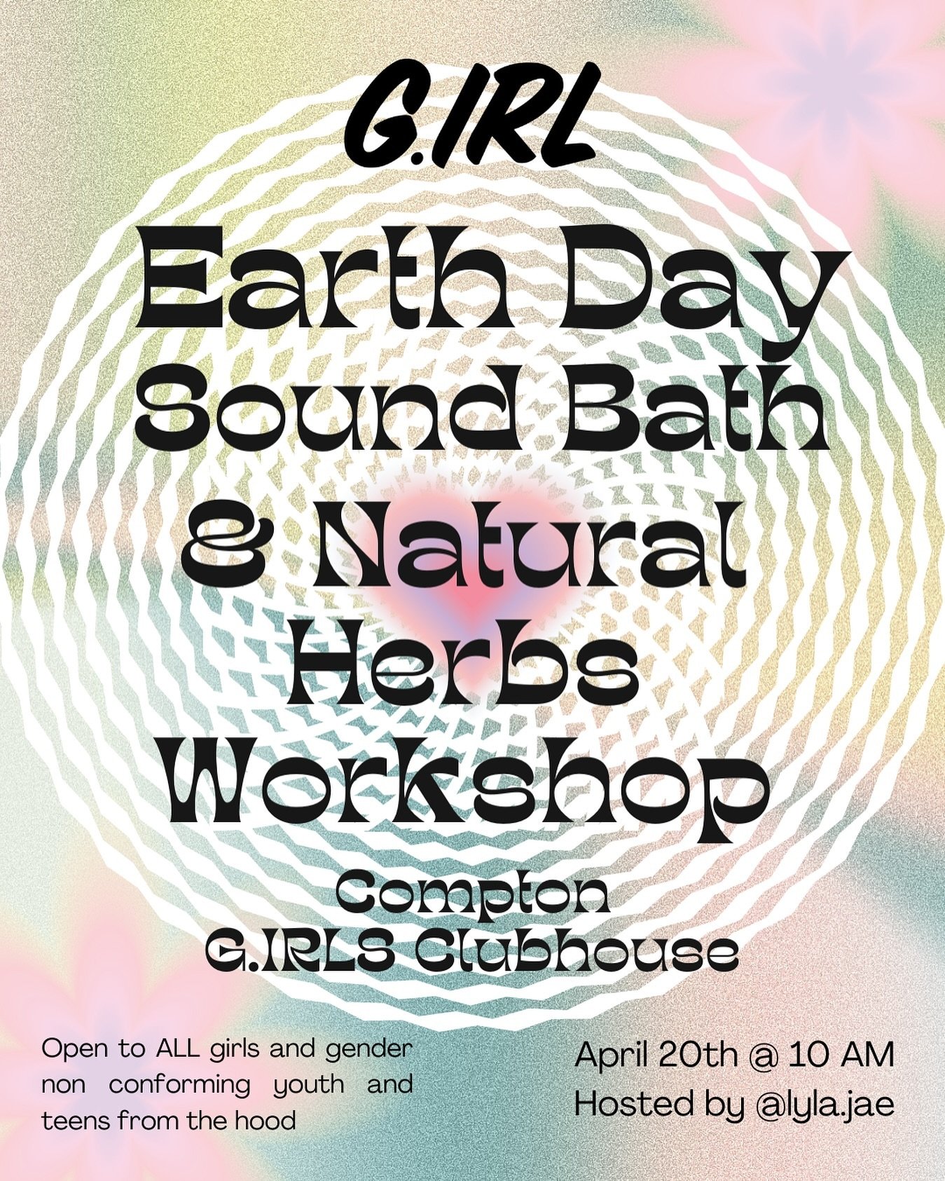 Join us this Saturday, April 20th, @ 10 am for an Earth Day event at the G.IRL Clubhouse

We will participate in a Soundbath and herbal medicine that includes smudge sticks and herbal bath bundles led by @lyla.jae 

Also, we will be learning about ch