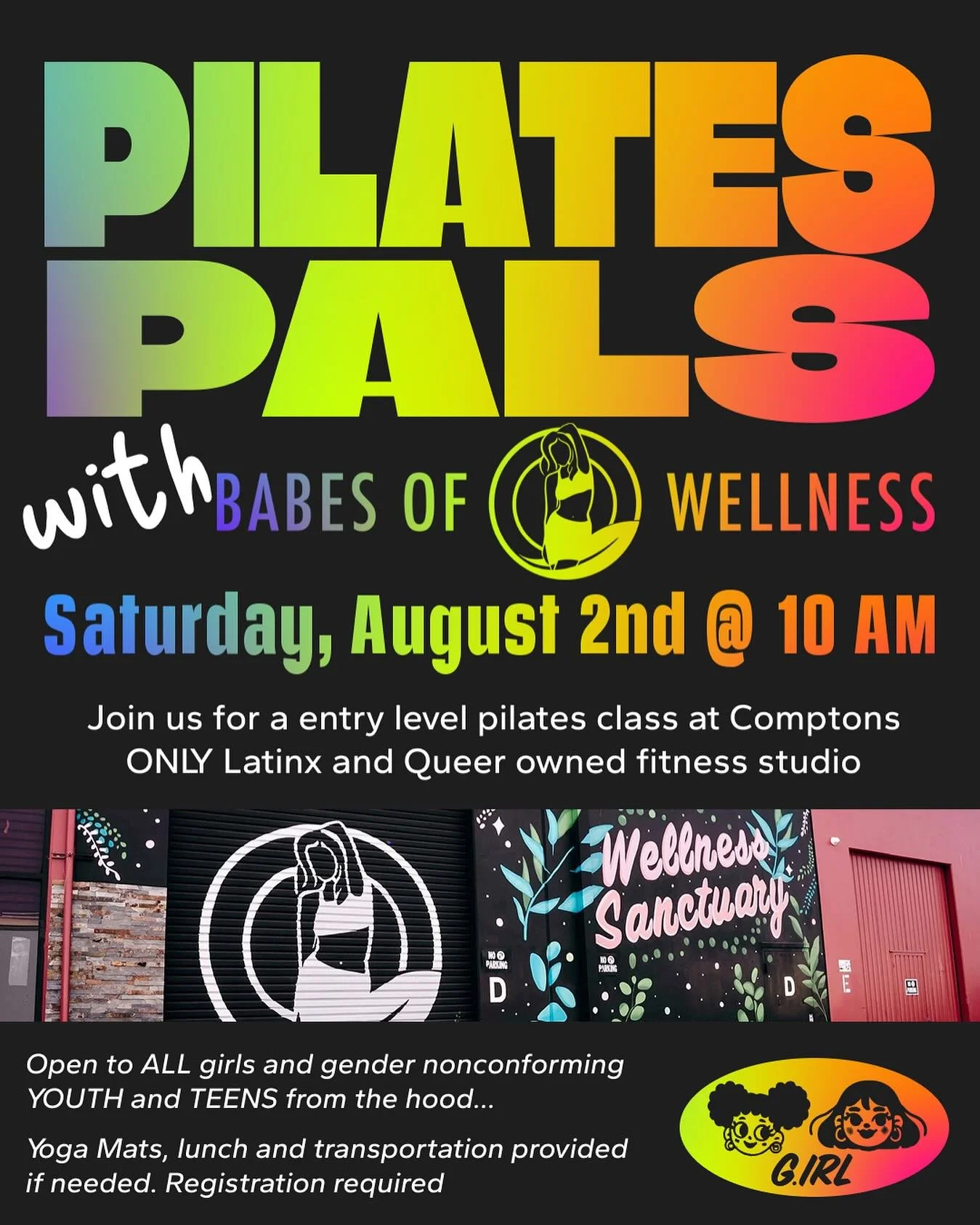Join us on Saturday, August 2nd , for an exciting fitness class.
&zwnj;
We will be partnering with Compton&rsquo;s only queer Latinx women-owned gym, @babesofwellness.
&zwnj;
Come move with us at Babes of Wellness for a special Pilates Workshop desig