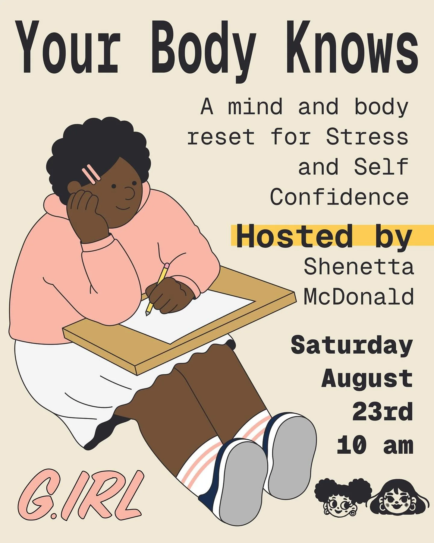 This Saturday August 23rd at 10 am we are hosting an interactive workshop centered on addressing stress and self esteem and how to deal with it!
&zwnj;
Youth and teens get stressed too, and we want to share some techniques to help you cope.
&zwnj;
@i