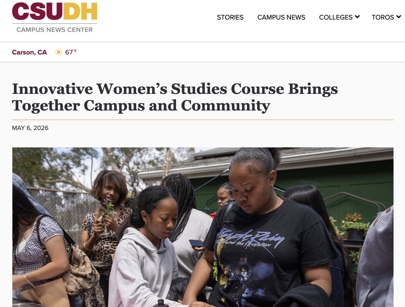 CSUDH Campus News Center Article on Collaboration with Compton G.IRLS Club