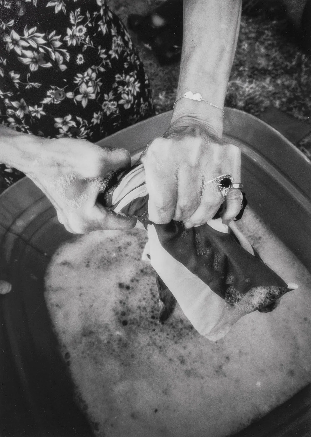 A woman set up a wash basin at public demonstrations and spent the entire time washing several U.S. flags, setting each carefully out to dry on a make-shift rack nearby. “We must wash the filth and lies out of the flag,” she said. “This is our flag t