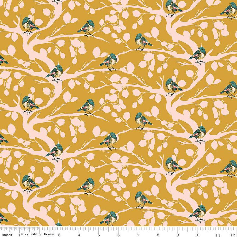  Riley Blake Designs Riley Blake Indigo Garden Main Fabric,  Yellow Yard : Arts, Crafts & Sewing