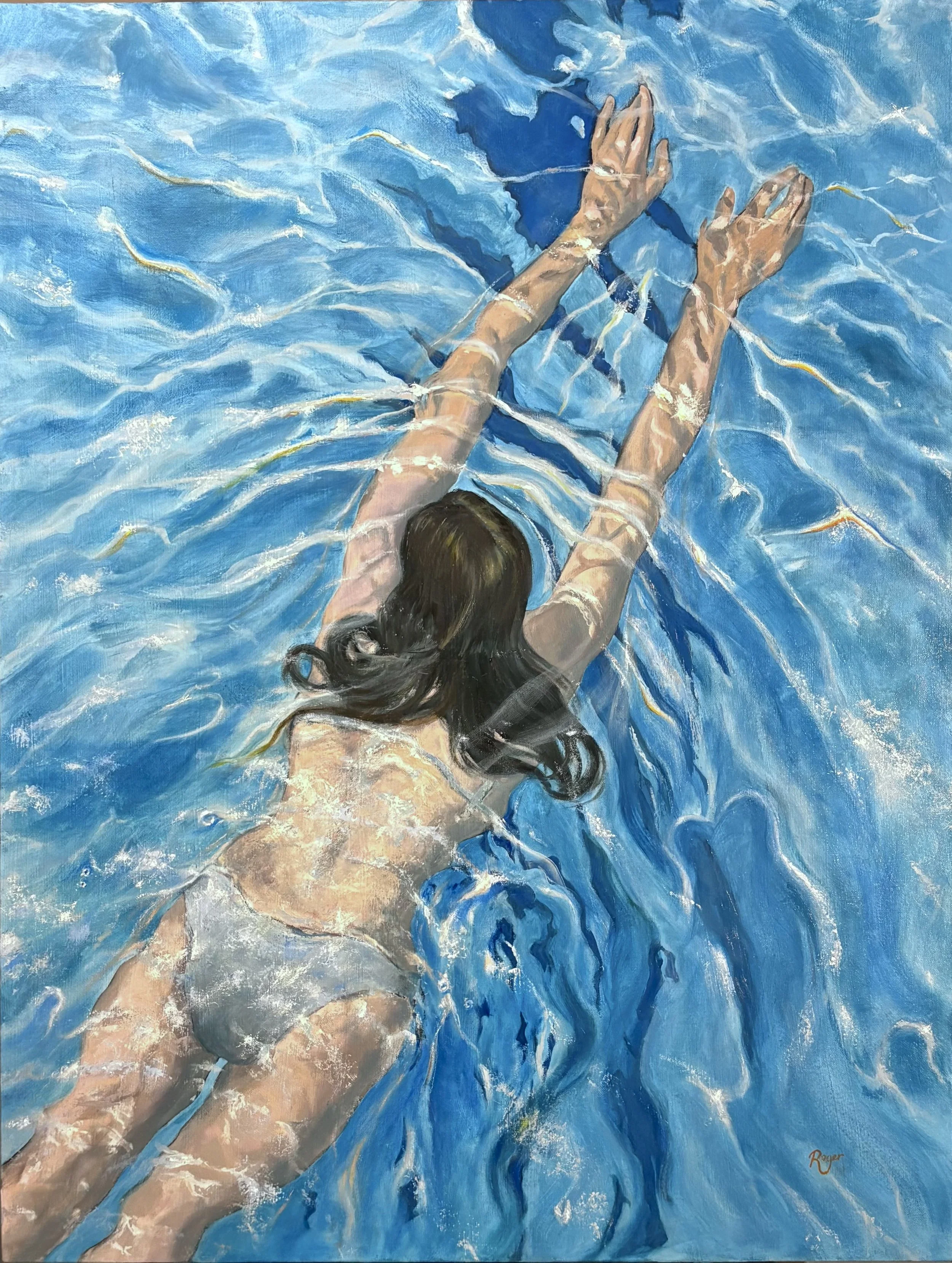 "The Swimmer" - 23"x42" Gallery wrapped Oil on Canvas (SOLD)