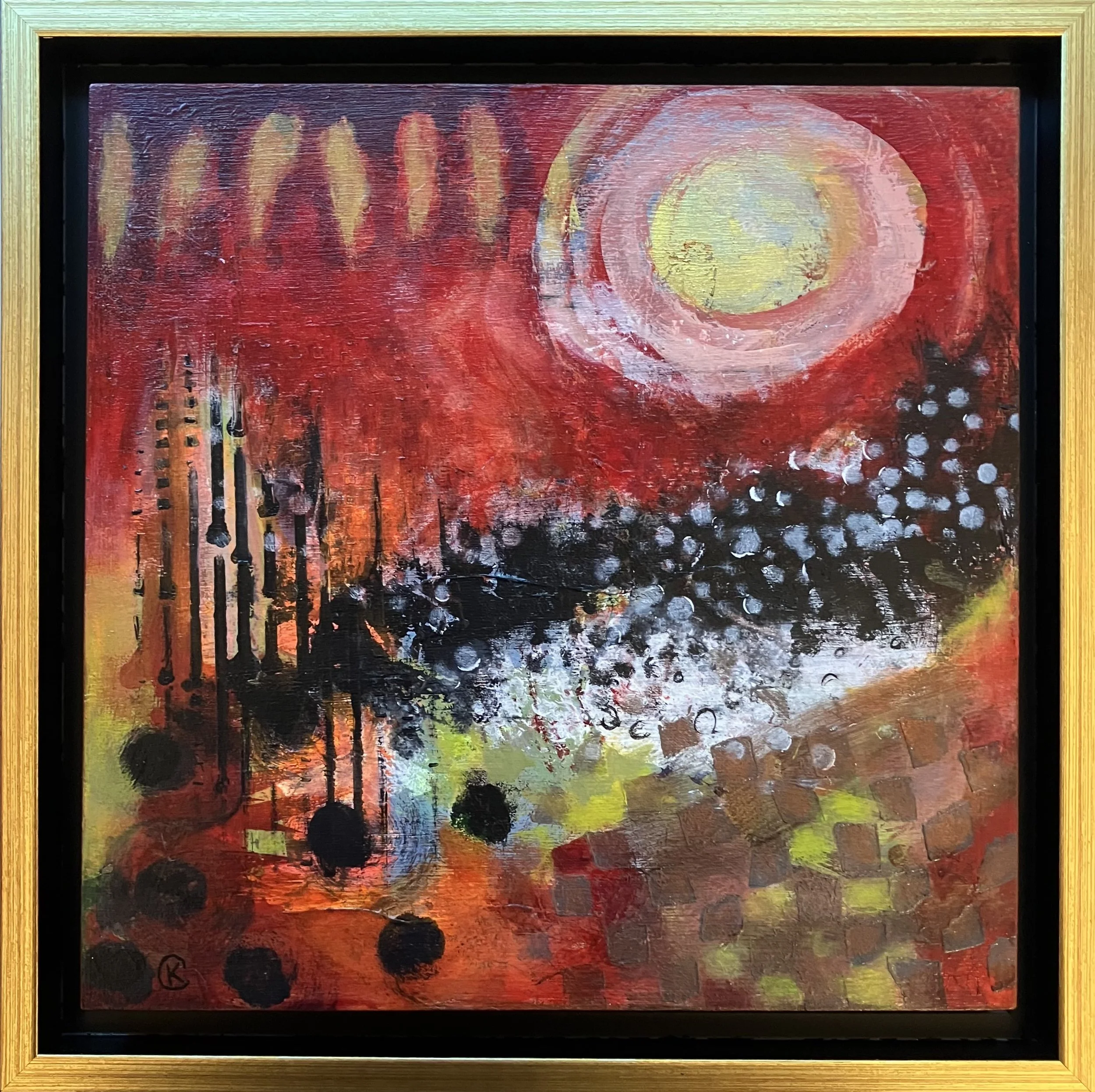 'Harmonic Landscape' - framed acrylic on wood