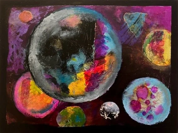 'My Solar System- - original painting on wood