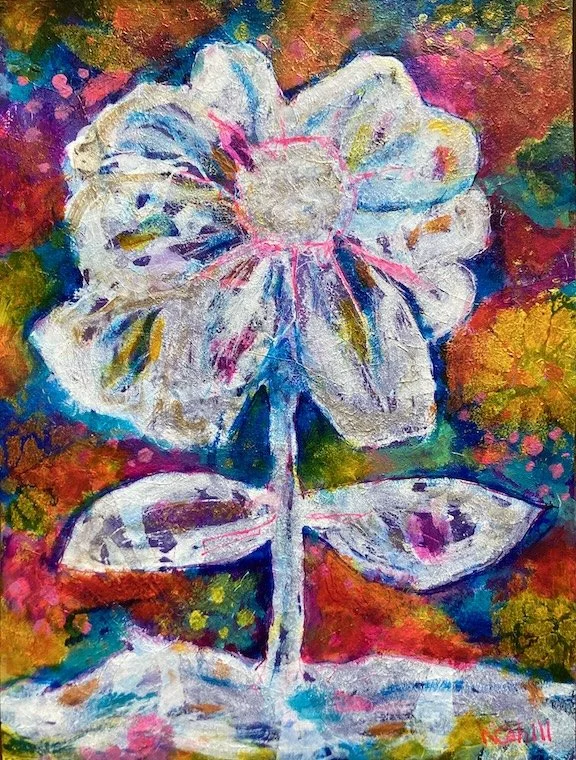 'The Flower Dreams of Summer' - Original painting on wood