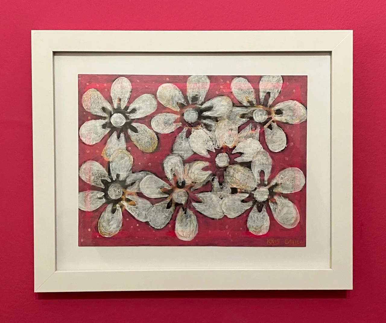 'Invitation To A Flower Party' - framed original painting on paper