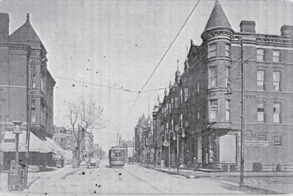 A postcard view of Armitage Avenue in Chicago, looking east from Bissell Street in 1910.
