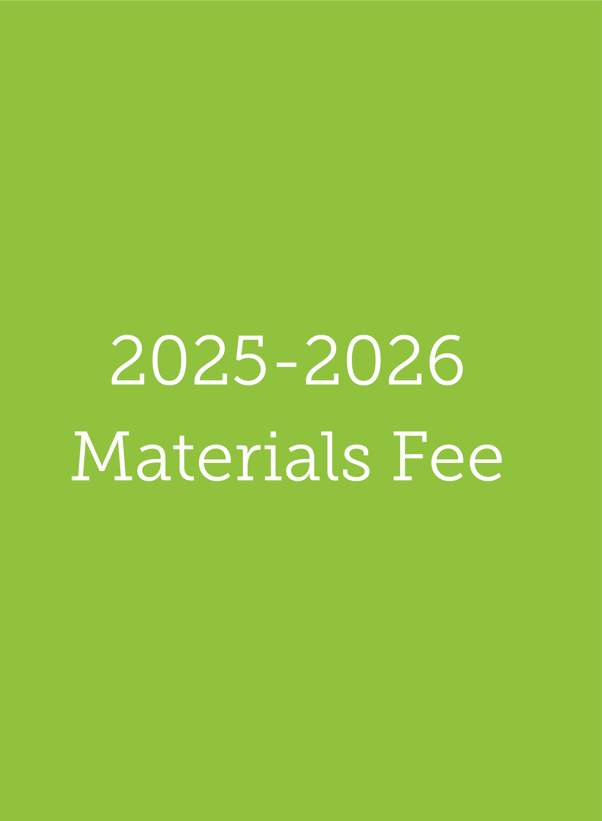 Materials Fee 2025-2026