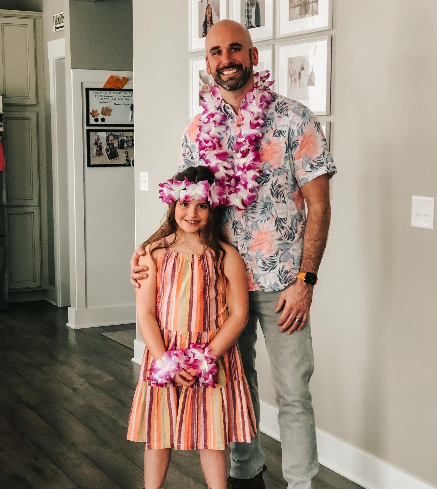 Daddy daughter luau dance for Charlie and Sloane tonight. 💕 I hope that in these moments with him she's learning what I noticed in our first few dates&hellip;she deserves to have doors opened for her, uninterrupted conversation, to walk on the insid