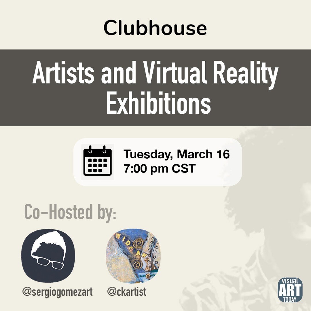 📌Are you considering participating or creating your own virtual reality exhibitions? Let's talk about that in Clubhouse. Join @caroline_karp_artist and me (Sergio) as we co-host a live chat in @clubhouse this Tuesday, March 16 at 7:00 pm CST. Come a