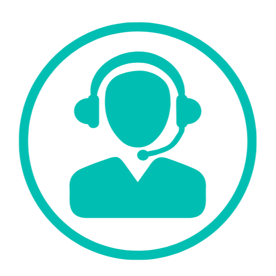 Icon of a person wearing a headset, representing customer support or call center service.