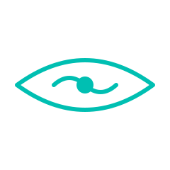 Icon of an eye with a person inside it and a wavy line in the center.