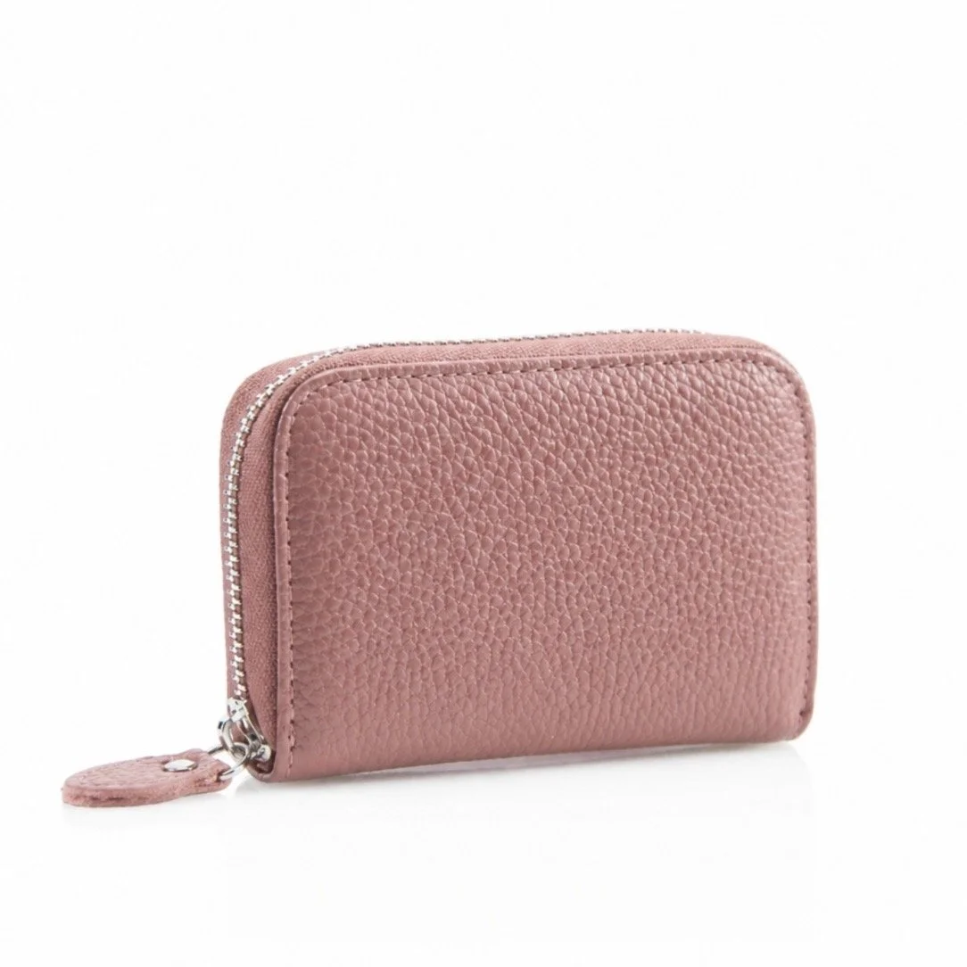 Pink Leather Card Holder