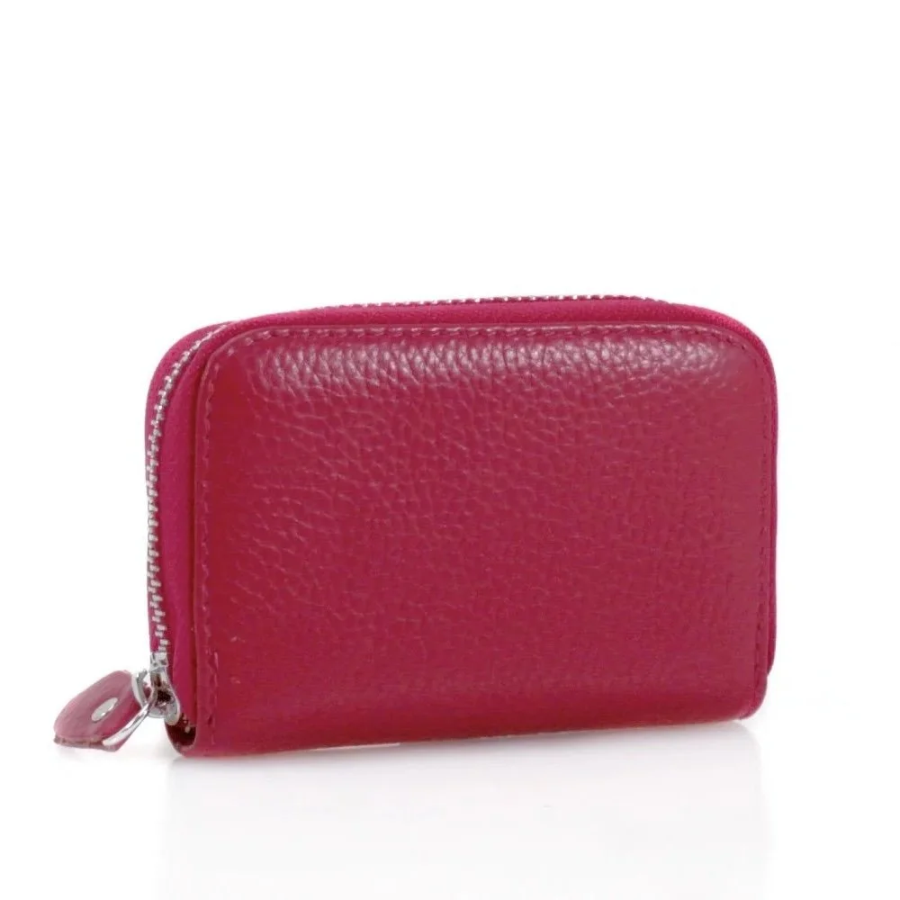 Fuchsia Leather Card Holder