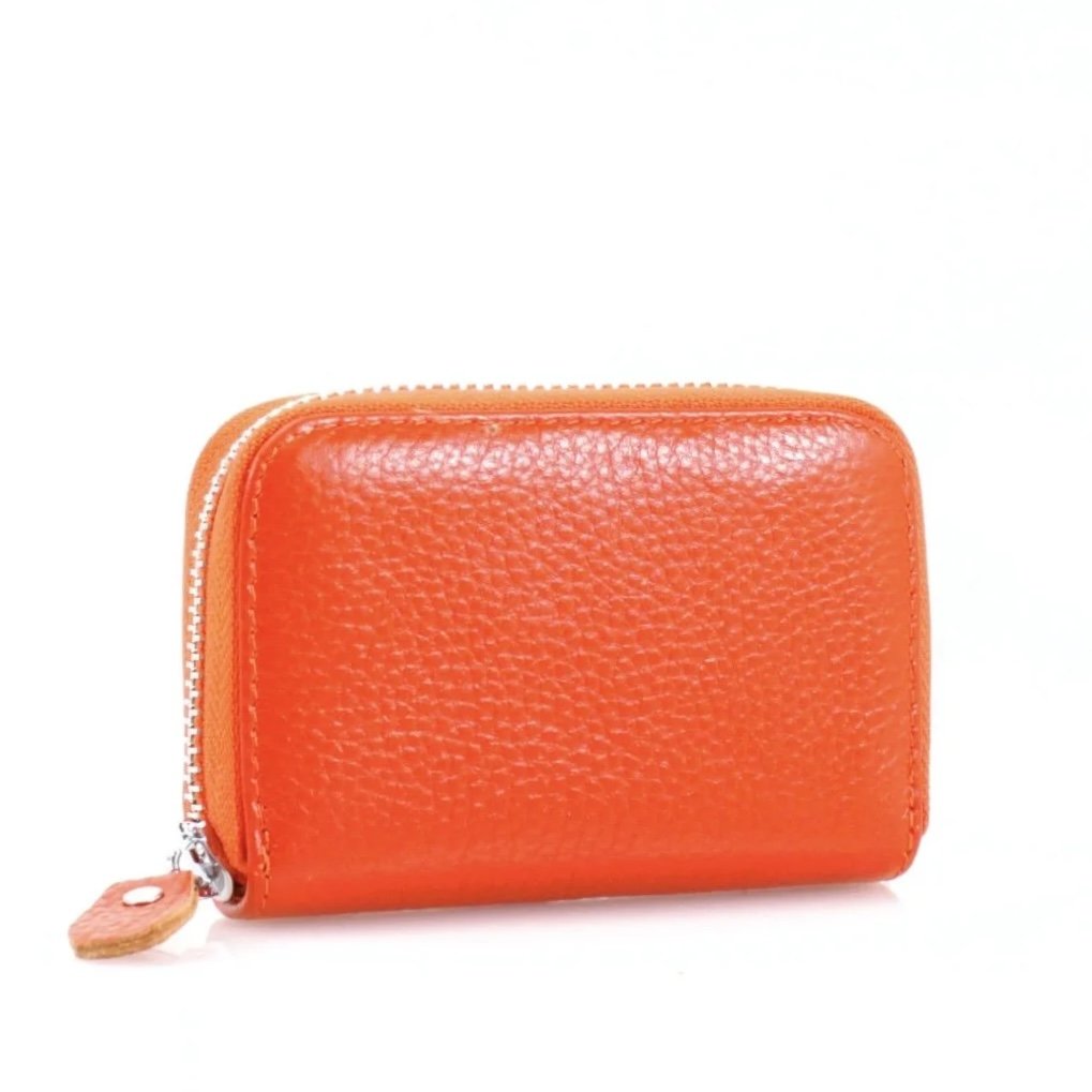Orange Leather Card Holder