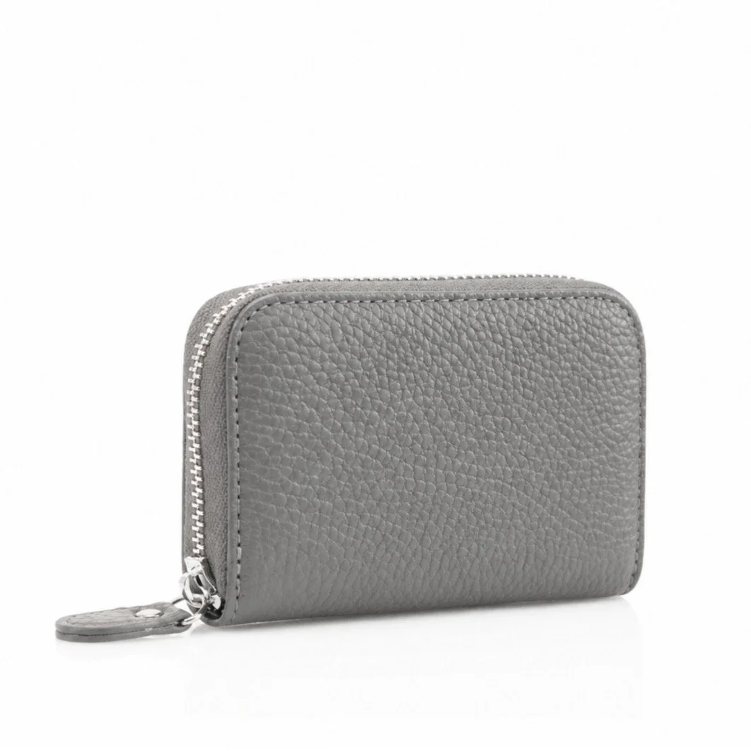 Grey Leather Card Holder