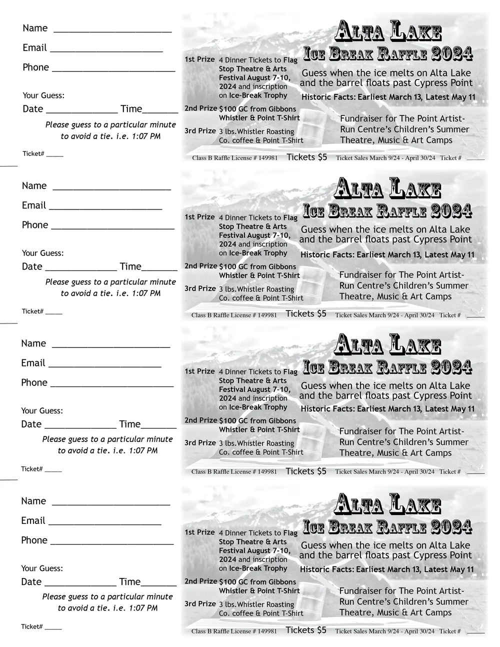 Alta Lake Ice Break Raffle — The Point Artist-Run Centre