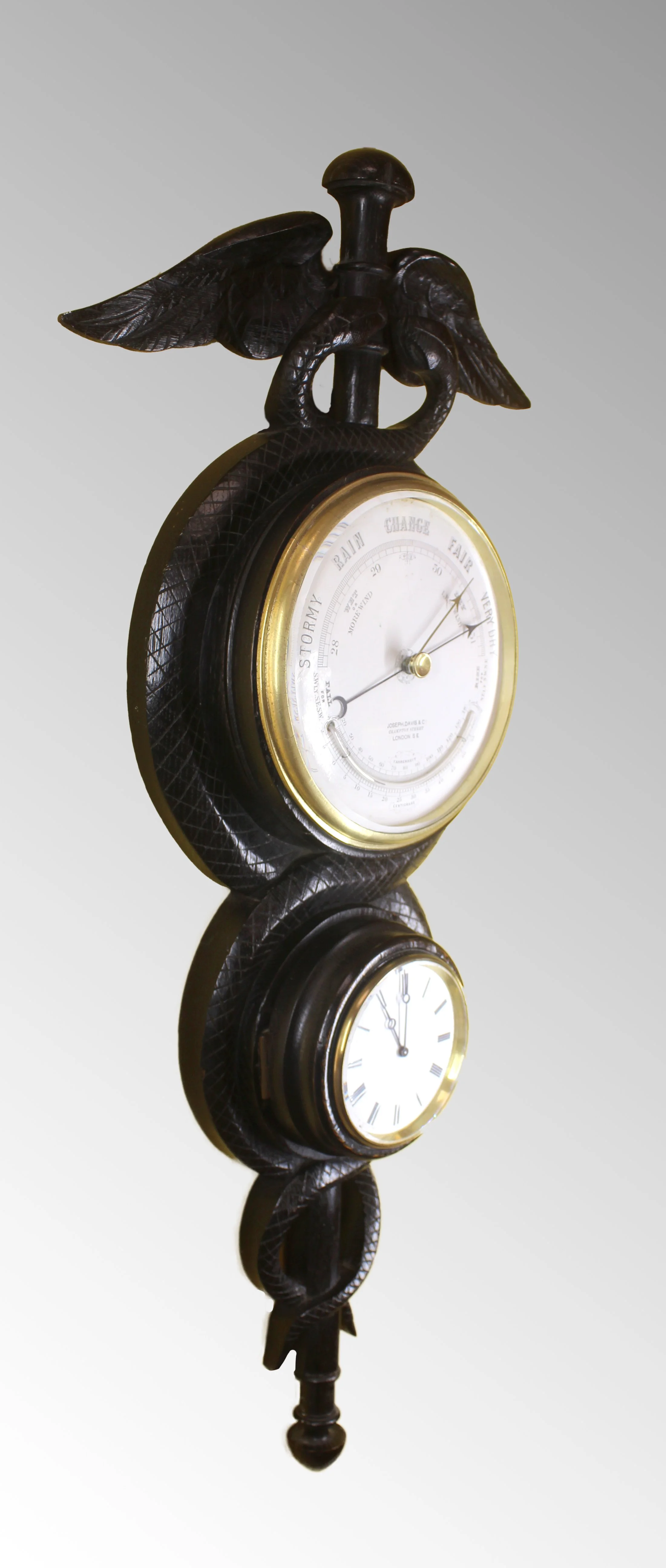 Clock and Barometer in the Shape of a Caduceus — Chalfont Clocks