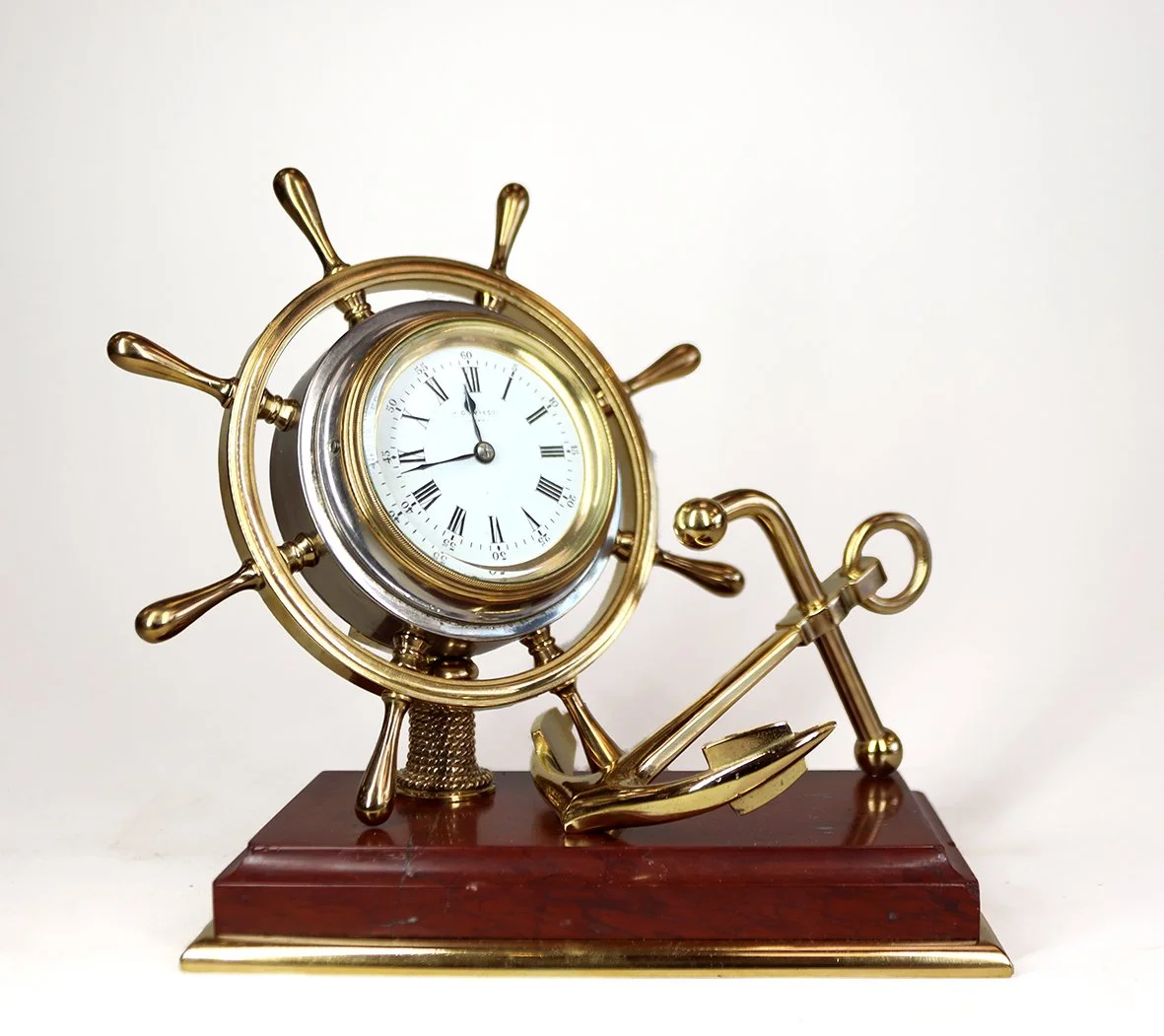 337 Ships Wheel and Anchor Desk Clock !.jpg