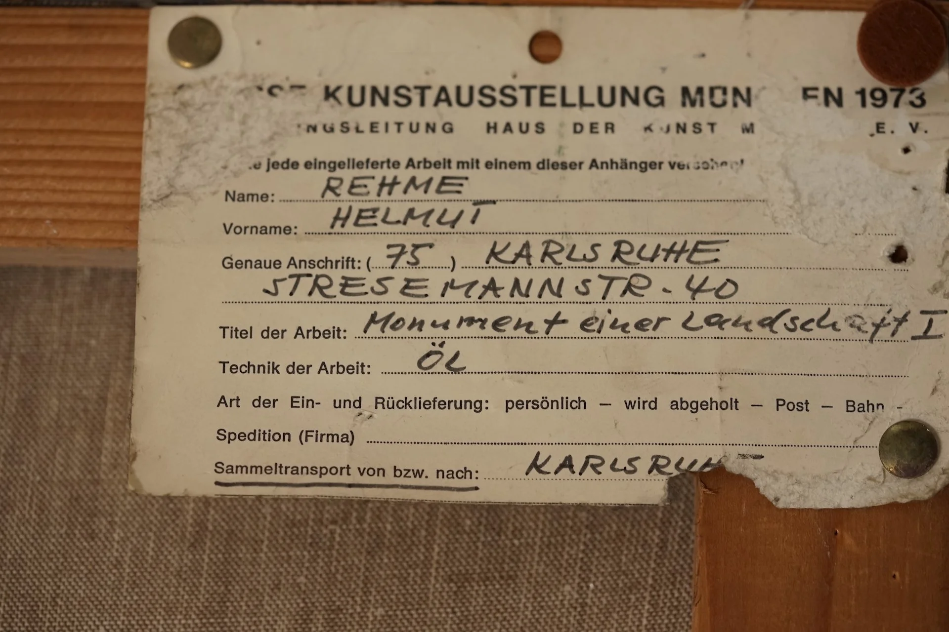 Abstract Expressionist oil on canvas by Helmut Rehme Kunst Design 7229.JPG