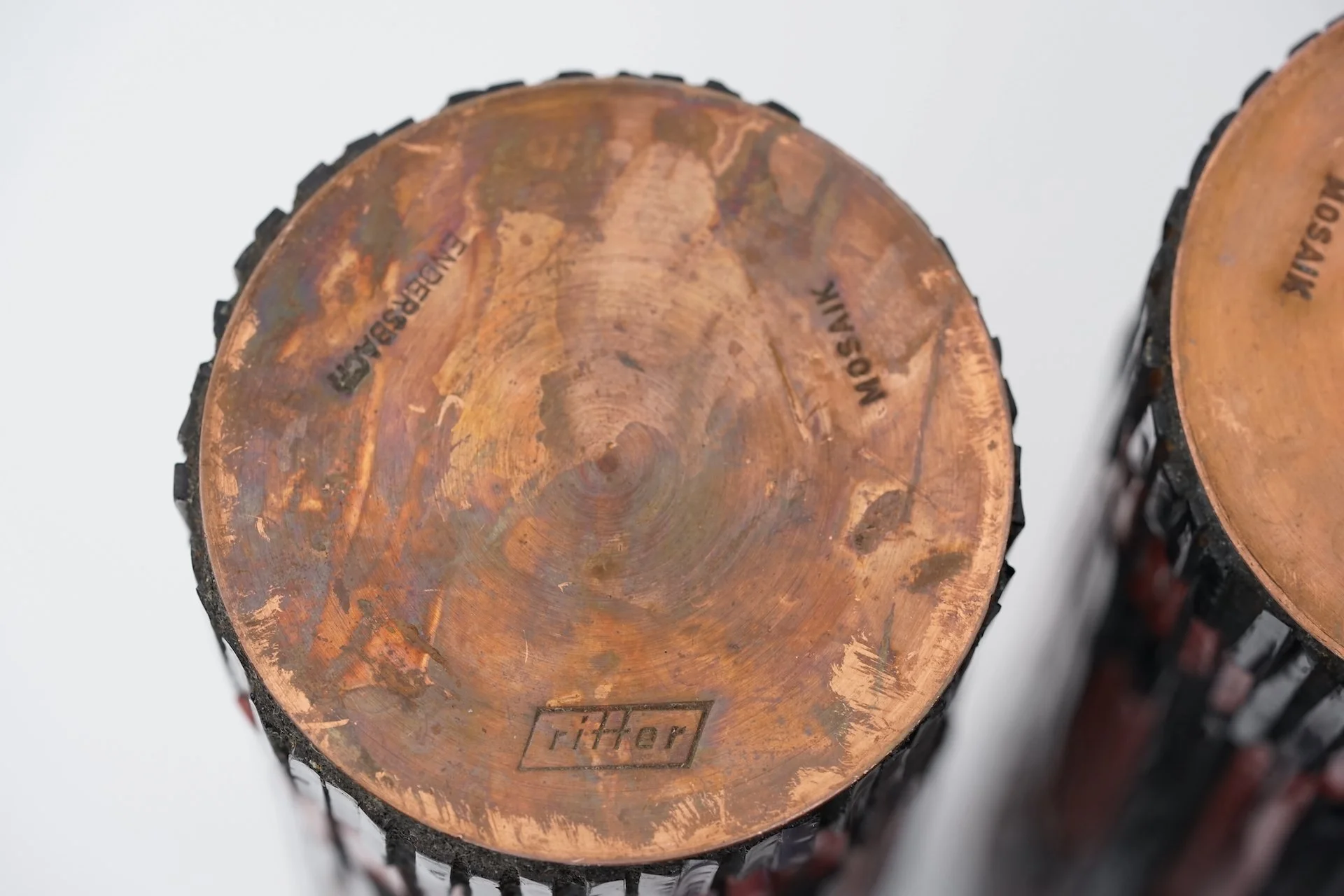 Vintage Mid Century Design Pottery Mosaic Vase by W. Zimmermann for Ritter 585.JPG