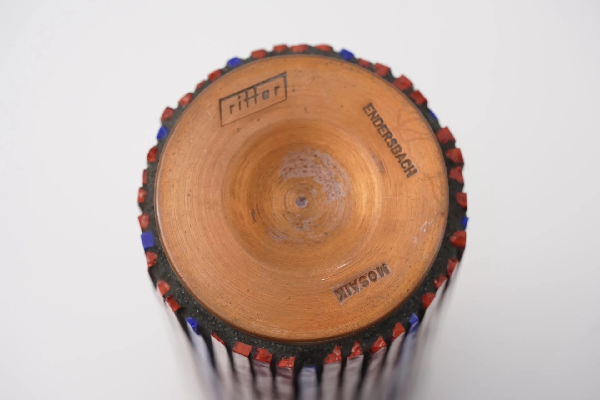 Vintage Mid Century Design Pottery Mosaic Vase by W. Zimmermann for Ritter 511.JPG