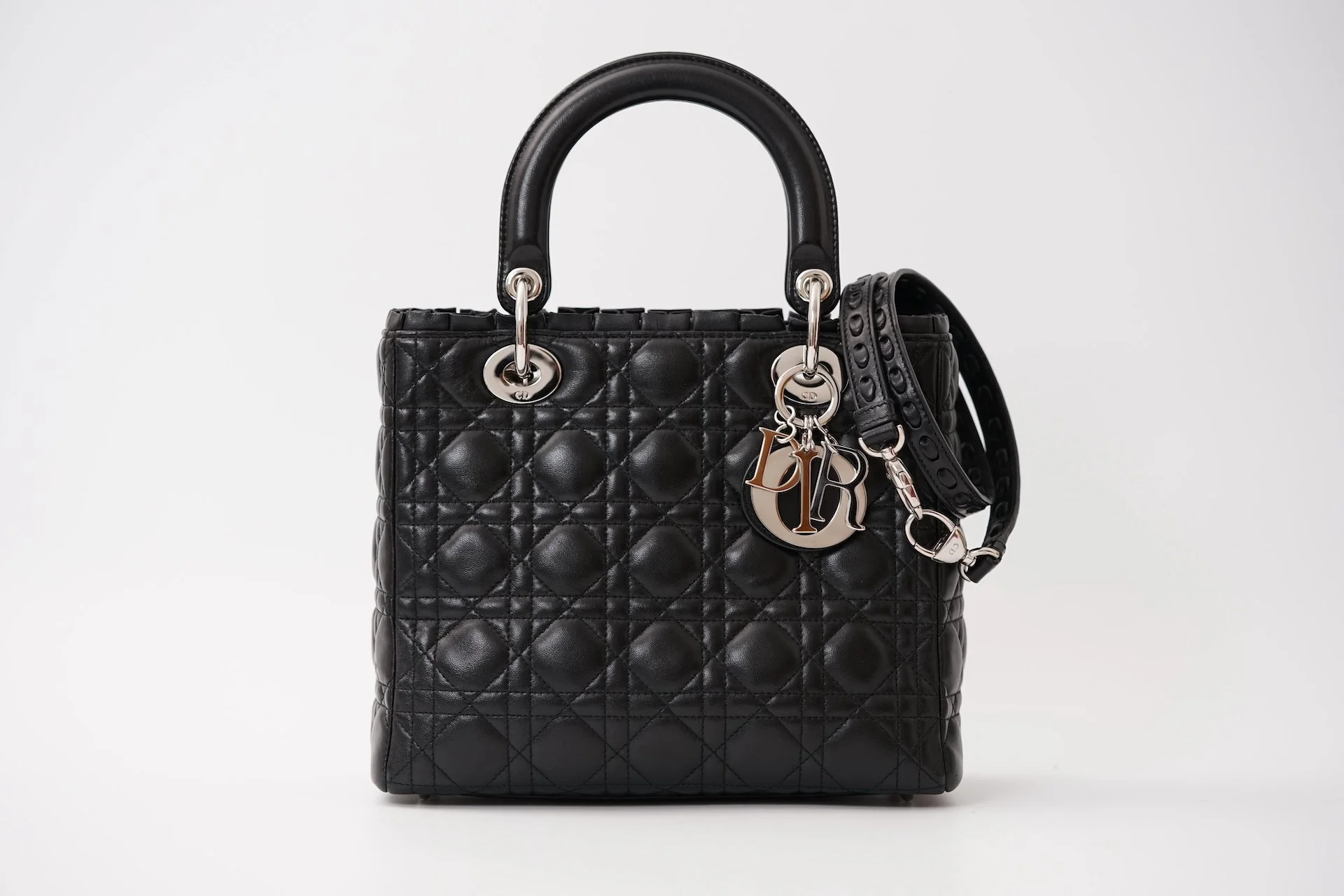 Christian Dior Lady Dior "Raffles" Medium Handbag in Black Leather, Galliano Era, 2010 5859.JPG