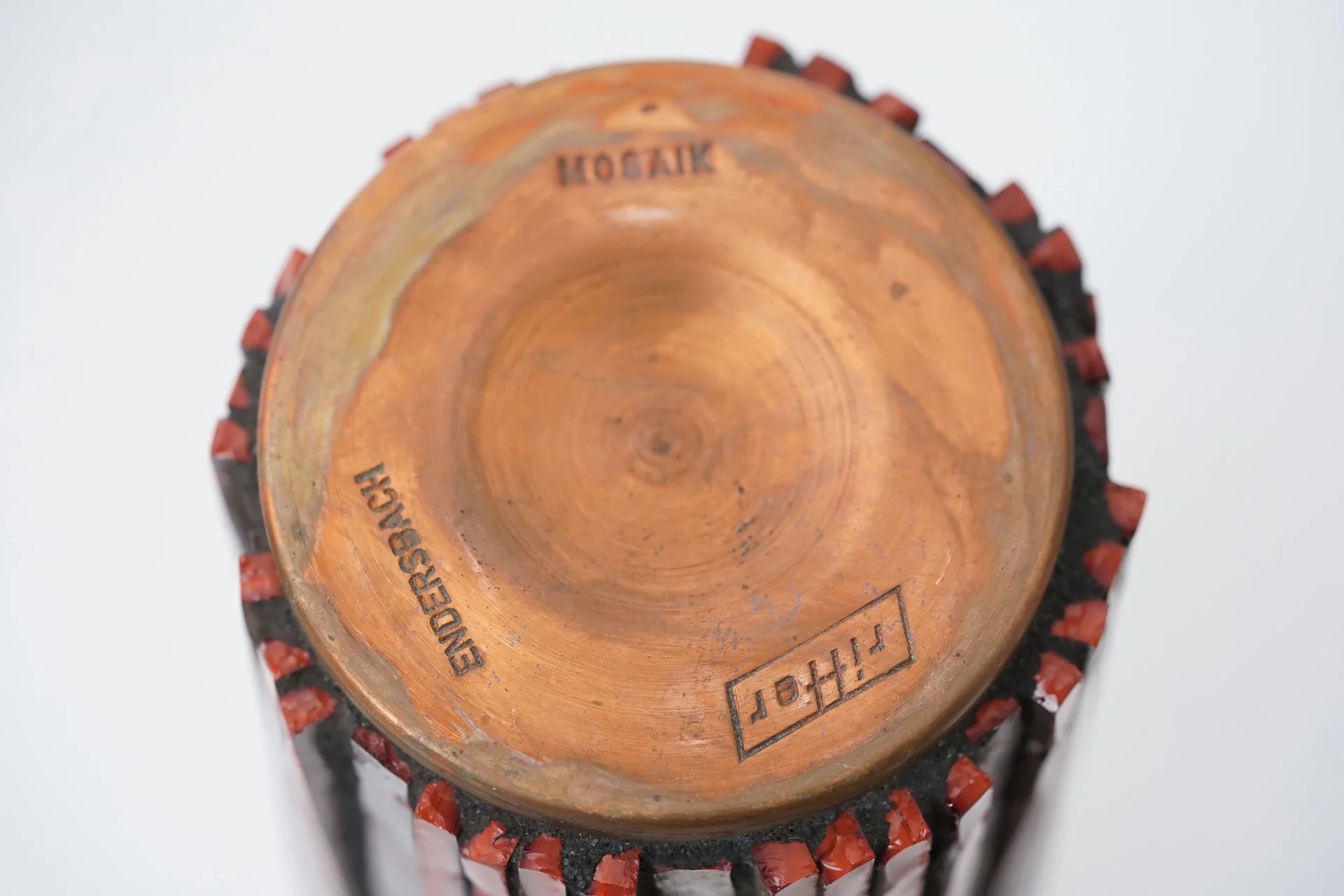 Vintage Mid Century Design Pottery Mosaic Vase by W. Zimmermann for Ritter 548.JPG