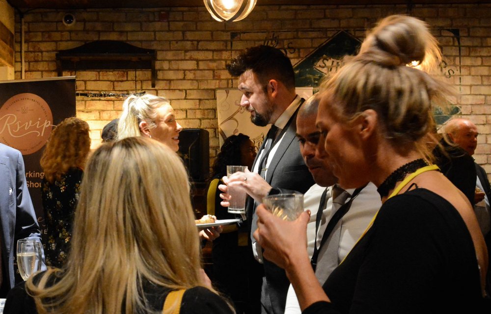 Discussing the benefits of yoga for busy professionals at the RSViP business networking event in Nottingham. Image Credit - Steve Edwards Autoholic Photography