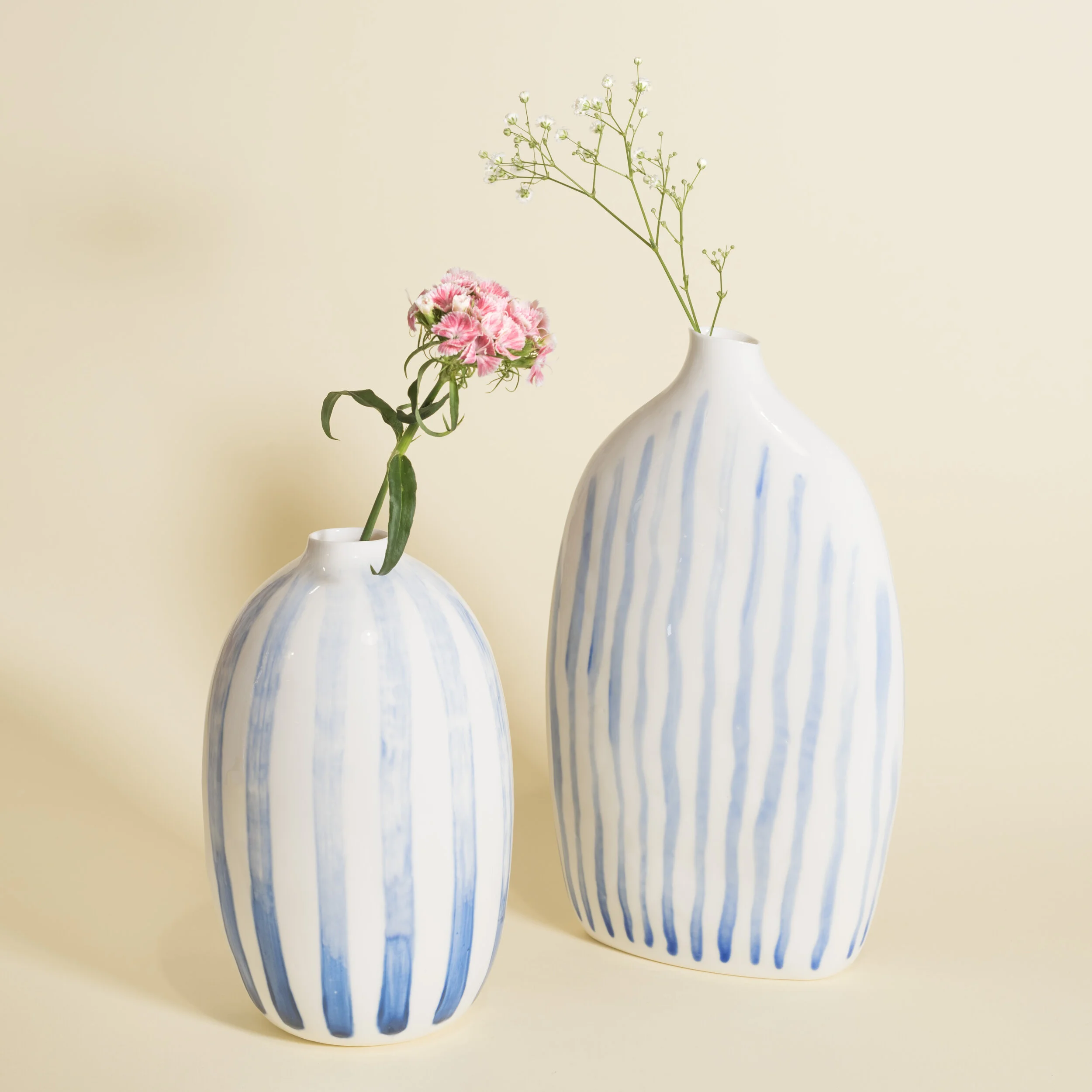 porcelain striped vases